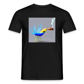 Autistic Art – Smoking relaxes the canary - Men's T-Shirt - black - Front - AI Model Male 178 light (178cm)
