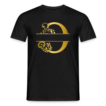 Personalized Letter o Gold Floral - Gift Idea - Men's T-Shirt - black - Front - AI Model Male 178 light (178cm)