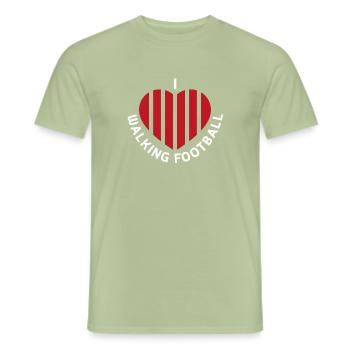 Red And White I love Walking Football - Men's T-Shirt - sage - Front - AI Model Male 178 light (178cm)