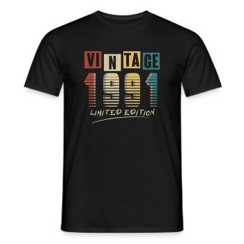 1991 Vintage 1991 born in 19934 years. Year - Men's T-Shirt - black - Front - AI Model Male 178 light (178cm)