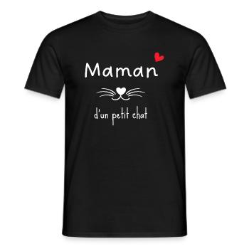 Mama einer kleinen Katze - passendes kleines Baby - Männer T-Shirt - Schwarz - Vorne - AI Model Male 178 light (178cm)