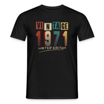 Vintage 1971: Limited Edition - 54th Anniversary. - Men's T-Shirt - black - Front - AI Model Male 178 light (178cm)