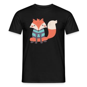 Sweet fox with Ringelpulli - Men's T-Shirt - black - Front - AI Model Male 178 light (178cm)
