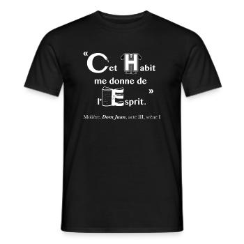 Cet-habit-Molière-blanc - T-shirt homme - noir - Devant - AI Model Male 178 light (178cm)