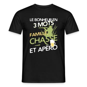 Hunting - happiness - Men's T-Shirt - black - Front - AI Model Male 178 light (178cm)