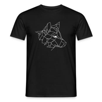 loup blanc géométrique - T-shirt homme - noir - Devant - AI Model Male 178 light (178cm)