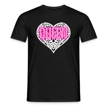 QUEEN WHITE PINK HEART KOENIGIN WEIß SPITZE HERZ - Männer T-Shirt - Schwarz - Vorne - AI Model Male 178 light (178cm)