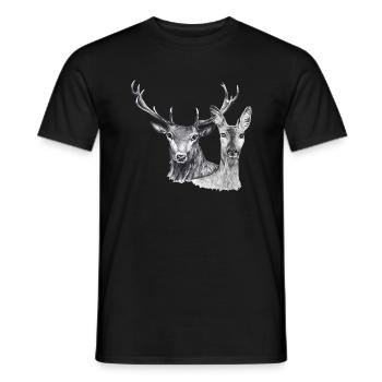 Deer and doe - Men's T-Shirt - black - Front - AI Model Male 178 light (178cm)