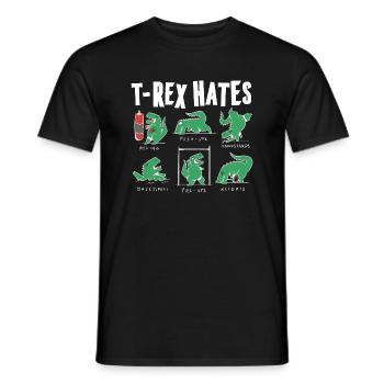 Funny T Rex Hates Boxing, Push UP, Pull ups - Men's T-Shirt - black - Front - AI Model Male 178 light (178cm)