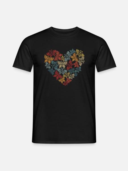 Schmetterling Herz Niedliche Schmetterlinge - Männer T-Shirt - Schwarz