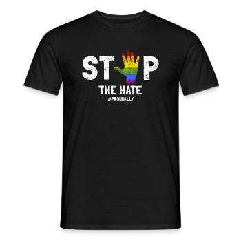STOP The Hate #PROUDALLY Awesome Retro Pride - Männer T-Shirt - Schwarz - Vorne - AI Model Male 178 light (178cm)