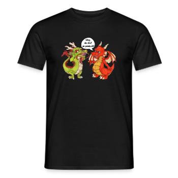 "Du bist ja panisch" Wortwitz niedlicher Drache - Männer T-Shirt - Schwarz - Vorne - AI Model Male 178 light (178cm)