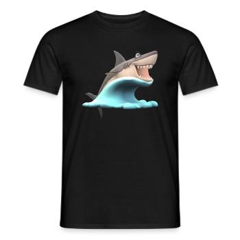 Shark Wave Water Ocean Sea - T-shirt homme - noir - Devant - AI Model Male 178 light (178cm)