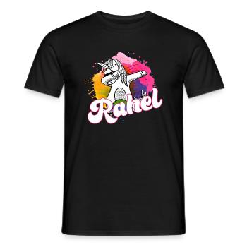 RAHEL - Schöner Name mit dabbing Einhorn - Männer T-Shirt - Schwarz - Vorne - AI Model Male 178 light (178cm)