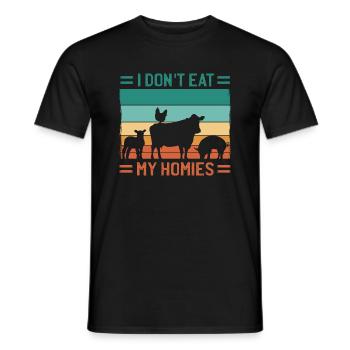 I don't eat my Homies! Vegan Veganismus Kein Fleis - Männer T-Shirt - Schwarz - Vorne - AI Model Male 178 light (178cm)