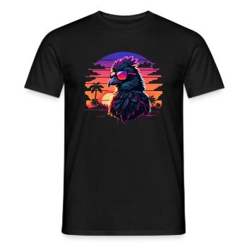 Synthwave Bird Sunset - Men's T-Shirt - black - Front - AI Model Male 178 light (178cm)