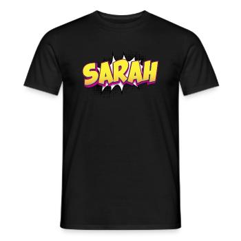 Sarah Custom Name Comic Book Style Pop Art, Sarah - Men's T-Shirt - black - Front - AI Model Male 178 light (178cm)