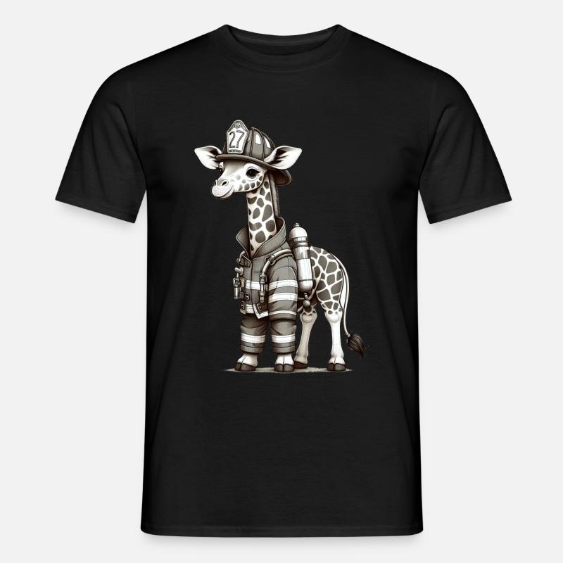 Cute Giraffe Firefighter - Männer T-Shirt - Schwarz