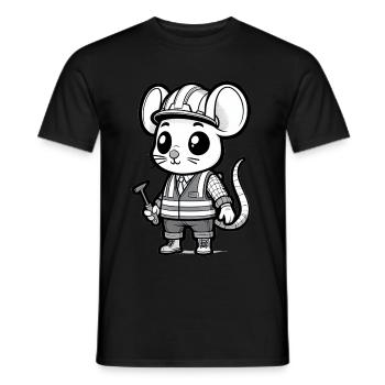 Cute Mouse Construction Worker - Männer T-Shirt - Schwarz - Vorne - AI Model Male 178 light (178cm)