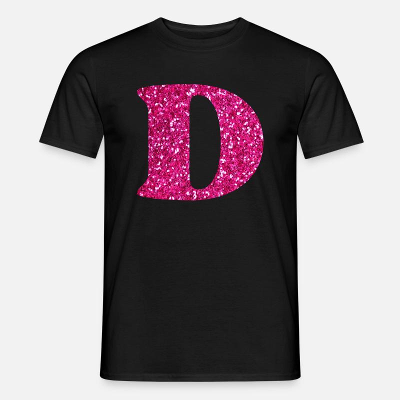 Glitzer rosa Buchstabe d - Männer T-Shirt - Schwarz