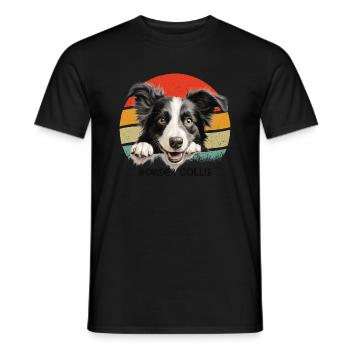 Border Collie - T-shirt homme - noir - Devant - AI Model Male 178 light (178cm)