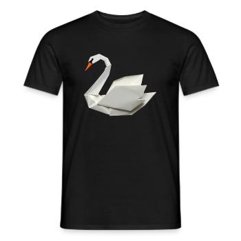 cygne en origami - T-shirt homme - noir - Devant - AI Model Male 178 light (178cm)