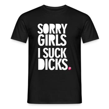 sorrygirlsisuckdicks - Men's T-Shirt - black - Front - AI Model Male 178 light (178cm)
