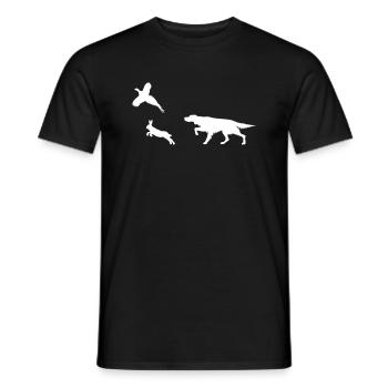 Irish Setter - Bunny & Pheasant - Silhouette - Men's T-Shirt - black - Front - AI Model Male 178 light (178cm)