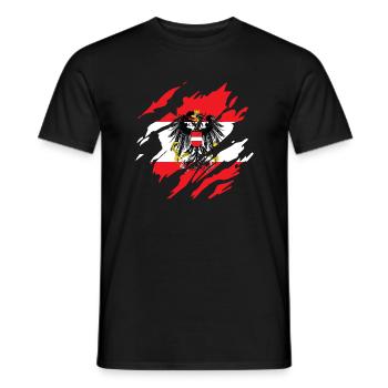 Le drapeau de l'Autriche raye les armoiries de l'aigle - T-shirt homme - noir - Devant - AI Model Male 178 light (178cm)