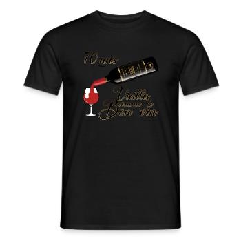70 ans anniversaire vieillis bon vin humour alcool - T-shirt homme - noir - Devant - AI Model Male 178 light (178cm)