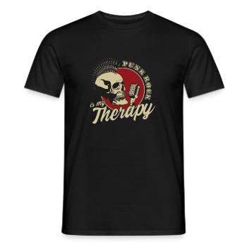 Punk Rock Is My Therapy Punkrock Punk Totenkopf - Männer T-Shirt - Schwarz - Vorne - AI Model Male 178 light (178cm)