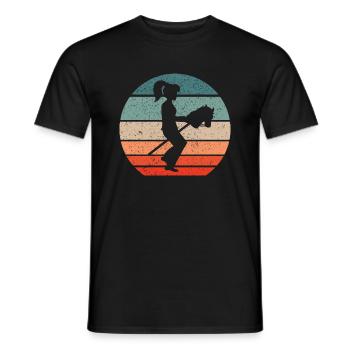 Hobby Horsing Mädchen reitet auf Steckenpferd - Männer T-Shirt - Schwarz - Vorne - AI Model Male 178 light (178cm)