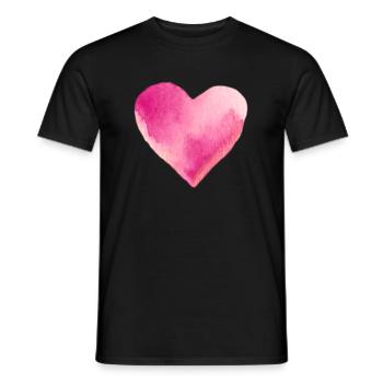Pink Heart Watercolor Gift Idea - Men's T-Shirt - black - Front - AI Model Male 178 light (178cm)