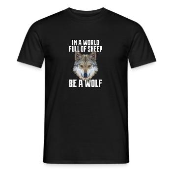 Wolf Polygon - Männer T-Shirt - Schwarz - Vorne - AI Model Male 178 light (178cm)