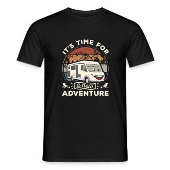 It's time for a new adventure Camping Outdoor - Men's T-Shirt - black - Front - AI Model Male 178 light (178cm)