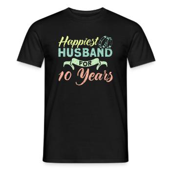 10th Wedding Anniversary Couple Design 10 Years of Marriage - Men's T-Shirt - black - Front - AI Model Male 178 light (178cm)