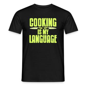 La cuisine est ma langue T-shirt cool génial - T-shirt homme - noir - Devant - AI Model Male 178 light (178cm)