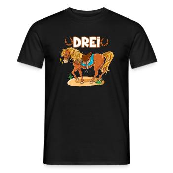 3. Geburtstag Pferde Mädchen Geburtstagsshirt 3 Ja - Männer T-Shirt - Schwarz - Vorne - AI Model Male 178 light (178cm)