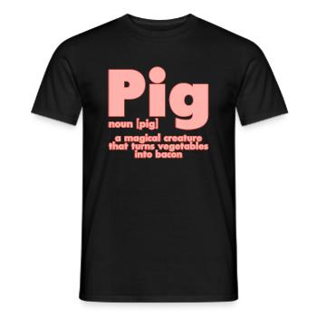 Pig, A Creature That Turns Vegetables Into Bacon 2 - Men's T-Shirt - black - Front - AI Model Male 178 light (178cm)