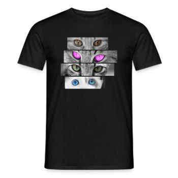 Katze Karzen Augen pink blau und grün Katzenaugen - Männer T-Shirt - Schwarz - Vorne - AI Model Male 178 light (178cm)