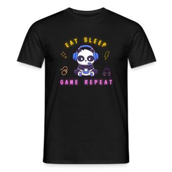 Eat, sleep, game repeat - Männer T-Shirt - Schwarz - Vorne - AI Model Male 178 light (178cm)
