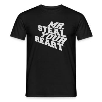 mr steal your heart - Men's T-Shirt - black - Front - AI Model Male 178 light (178cm)