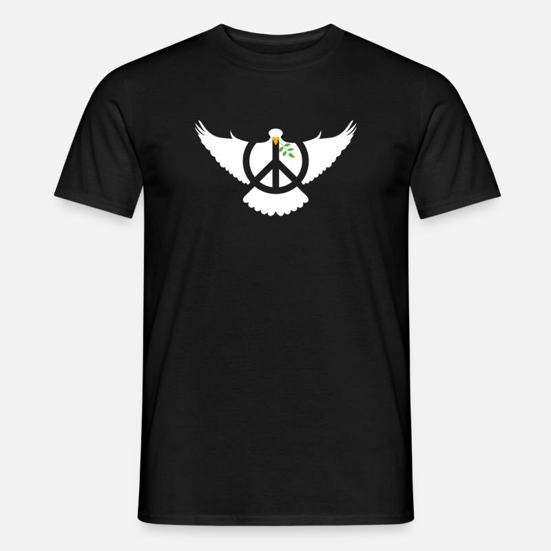 Friedenstaube Peacezeichen - Männer T-Shirt - Schwarz