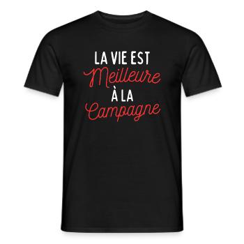 T-shirt Humour Campagne - T-shirt homme - noir - Devant - AI Model Male 178 light (178cm)