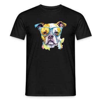 Jik the bespectacled dog - Men's T-Shirt - black - Front - AI Model Male 178 light (178cm)