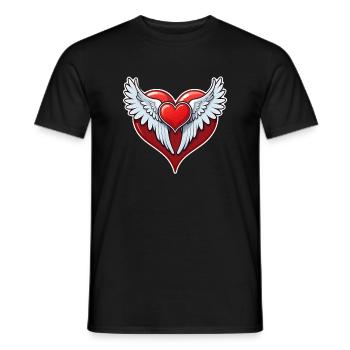 coeur rouge avec des ailes - T-shirt homme - noir - Devant - AI Model Male 178 light (178cm)