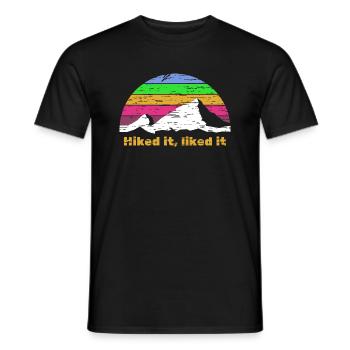 Voyage et trek en montagne avec un arc-en-ciel - T-shirt homme - noir - Devant - AI Model Male 178 light (178cm)