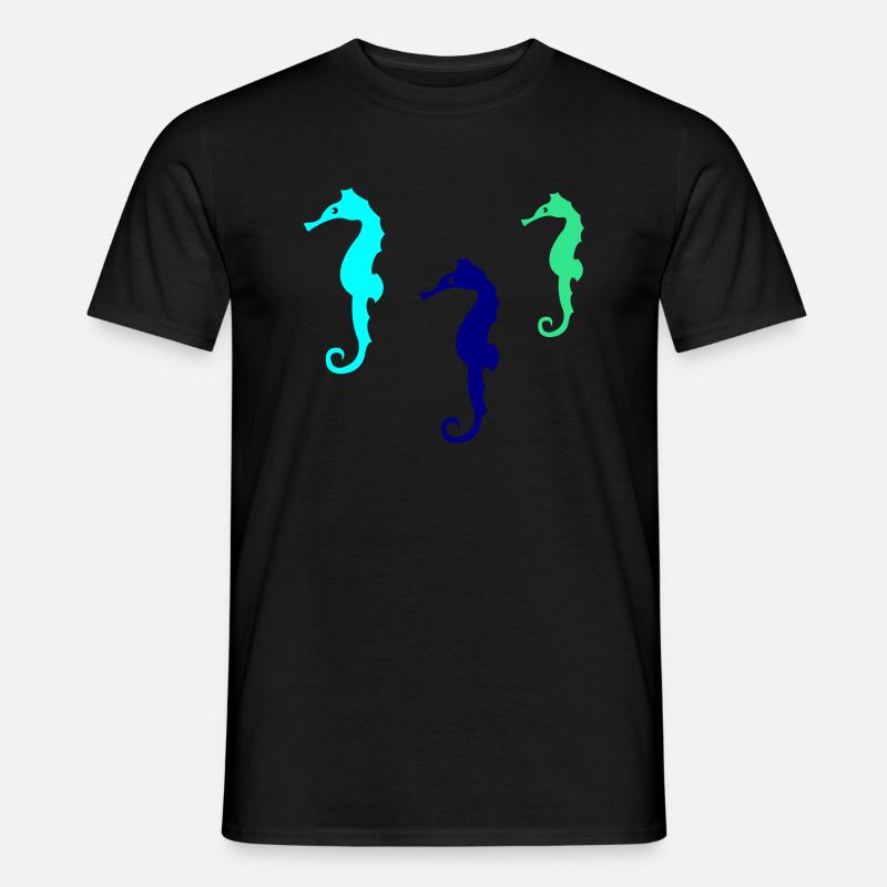 seepferdchen silhouette 02 - Männer T-Shirt - Schwarz