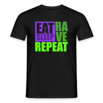 Manger dormir rave répéter nourriture sommeil corbeau disant - T-shirt homme - noir - Devant - AI Model Male 178 light (178cm)