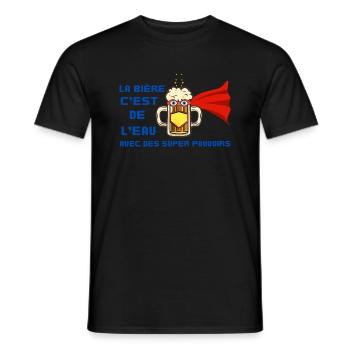 TEE-SHIRT BIERE SUPER POUVOIRS - T-shirt homme - noir - Devant - AI Model Male 178 light (178cm)